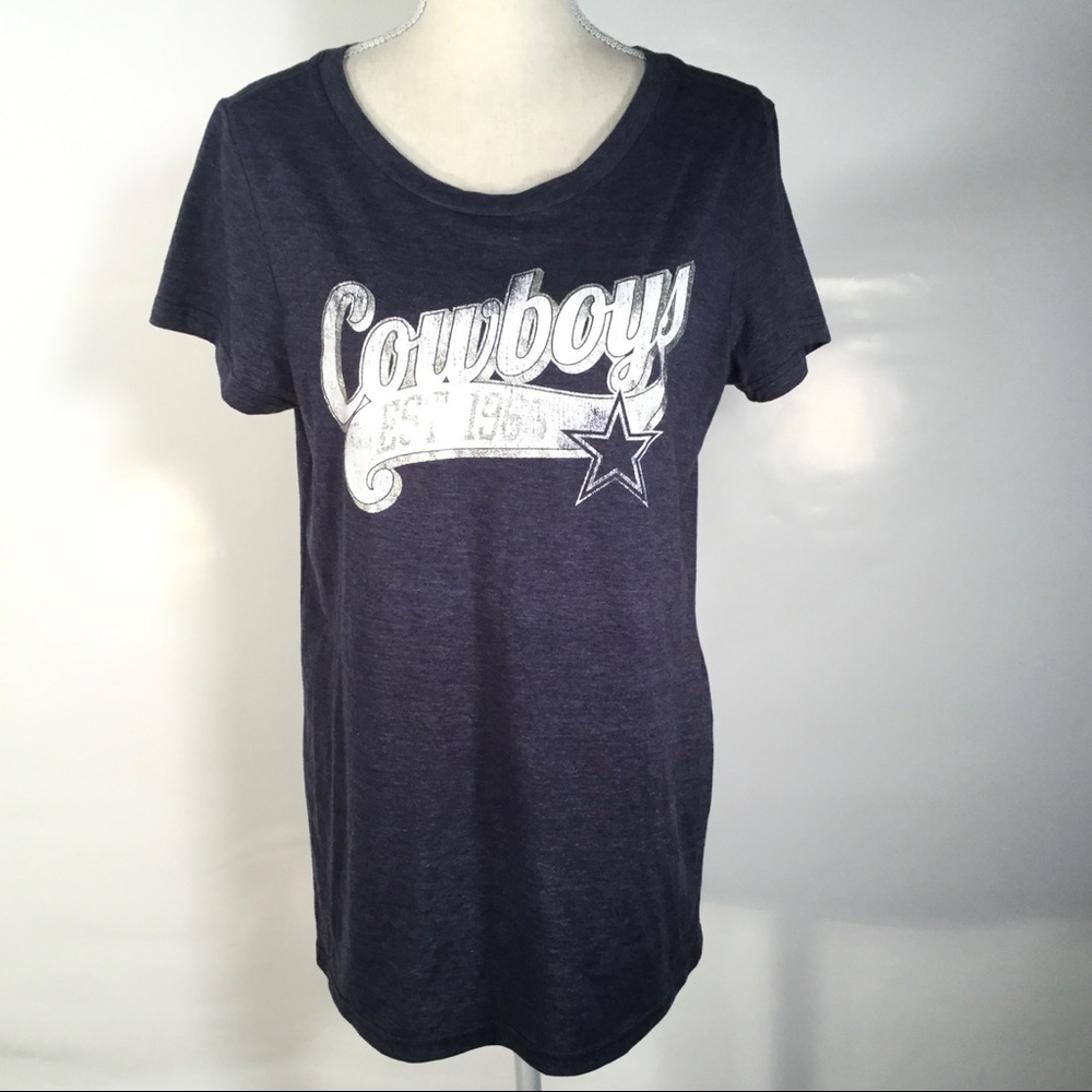 DALLAS COWBOYS | NFL Classic Metalic Logo Texas Football T-Shirt - L Superbowl